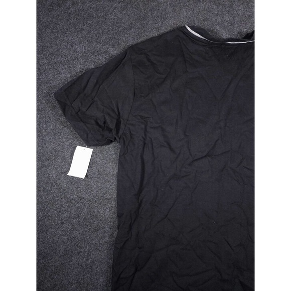 Badge Shirt Mens Small S Stretch Black Regular Short Sleeve V Neck Y2K NWT - Picture 11 of 11